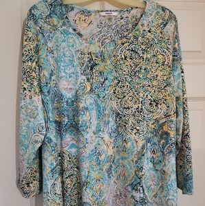 Alia 3/4 Sleeve XL Polyester/Spandex blouse
